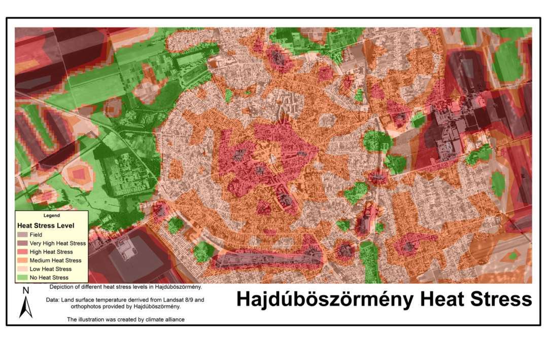 Heat map for the city of Hajdúböszörmény