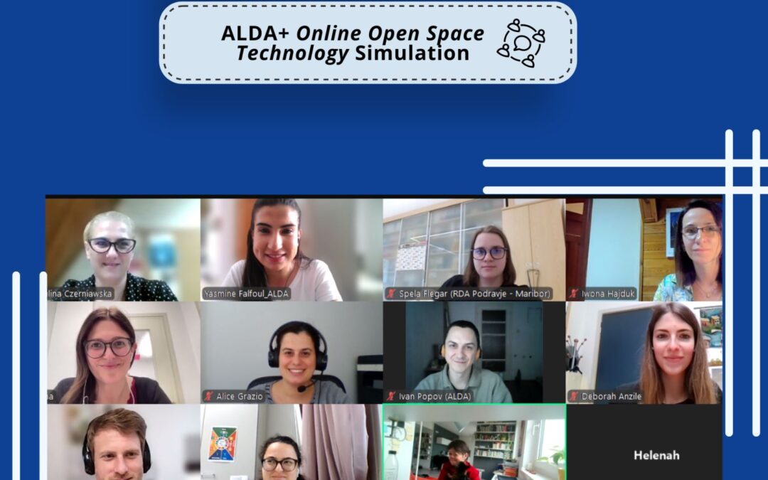 Online Open Space Technology Simulation with ALDA+